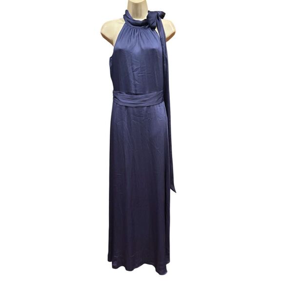 Sachin & Babi KAYLA GOWN Tie Neck Maxi Crinkle Dress in DEEP COBALT NWOT Size 0 - Picture 5 of 7